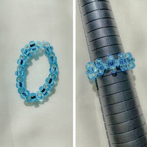 teal seed bead ring