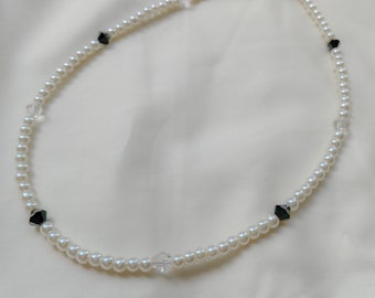 pearl and swarovski crystal necklace