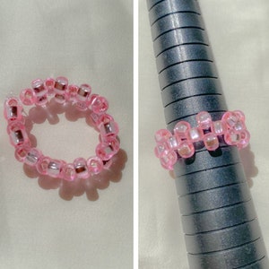 pink seed bead ring