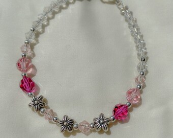 pink swarovski bracelet with flowers