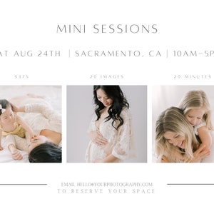Mini Session Template for Photographers - Minimalist Mini Session Template - Canva Template Instant Download and Tutorial Included