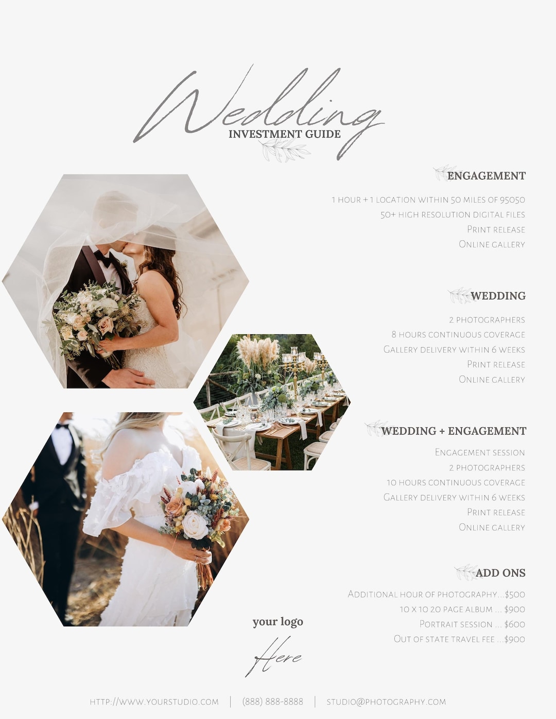 Wedding Photographer Pricing Guide Page Simple Investment PDF