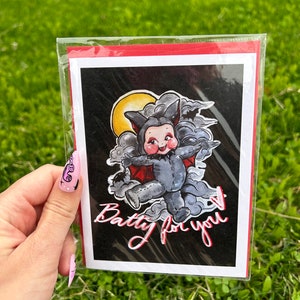 Gothic Valentine Kewpie Teufel oder Bat Baby Karten