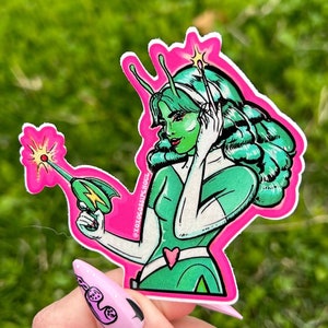 Space Babe Alien Pin Up Vinyl Sticker