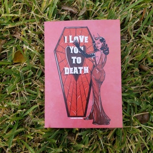I Love You to Death Demon Pin Up Girl with Coffin Mini Print