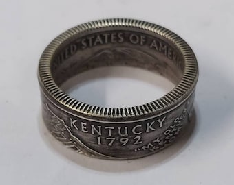 Silver kentucky state quarter ring