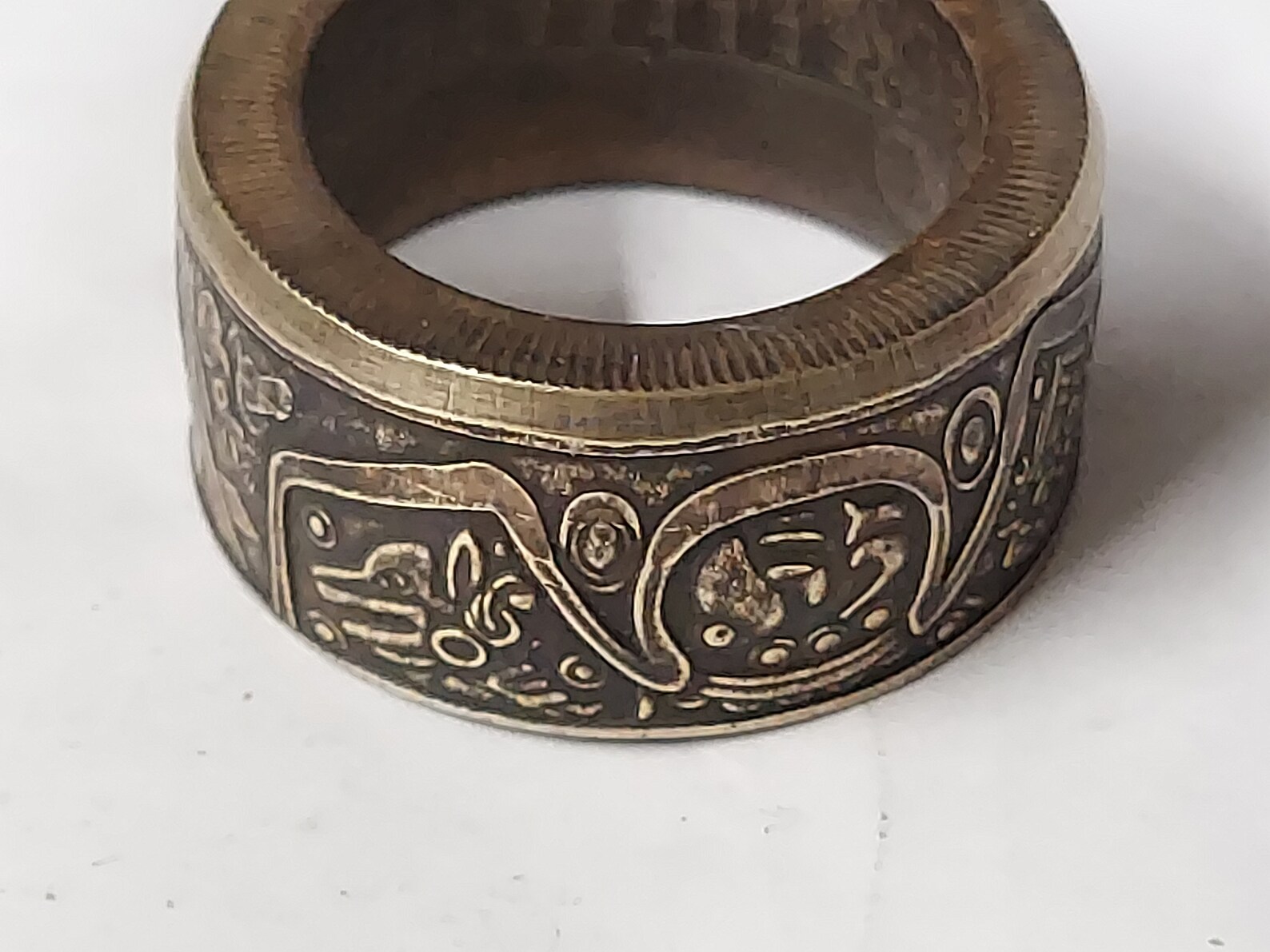 Aztec Design Challenge Coin Ring - Etsy