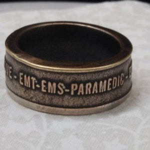 Ems, emt, paramedic, challenge coin ring