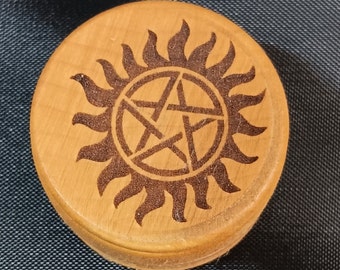 Supernatural anti-possession star wooden ring box, spn fan? I can put whatever you want on it