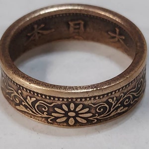 Japan 1 sen coin ring