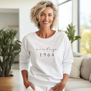 cadeau 60e anniversaire vintage 1964 pour femme, sweat-shirt vintage 1964 pour elle, cadeau 60e anniversaire, sweat-shirt 60e pour elle