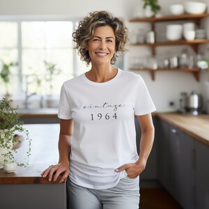 vintage 1964 60e anniversaire cadeau pour les femmes, vintage 1964 T-shirt cadeau pour elle, maman 60e cadeau, ami 60e anniversaire chemise