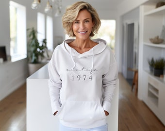 Vintage 1974 50th Birthday Gift for Women, Vintage 1974 Hoodie for Her, 50th Birthday Present, Vintage 1974 Sweatshirt Gift