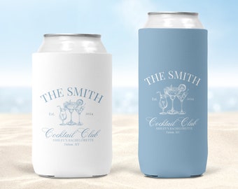 Personalized Bachelorette Beach Koozies, Custom Coastal Bachelorette Beer Can Sleeves, Beach Vacation Bachelorette Party Slim Can Coolers