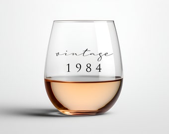 Vintage 1984 40th Birthday Gift for Women, Vintage 1984 Wine Glass, 40th Present for Her, Mom 40th Gift, 40th Wine Gift, 40th Wine Glass