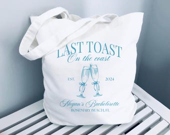 Personalized Last Toast on The Coast Bachelorette Party Tote Bags, Custom Coastal Bachelorette Group Totes, Beach Bachelorette Group Gift