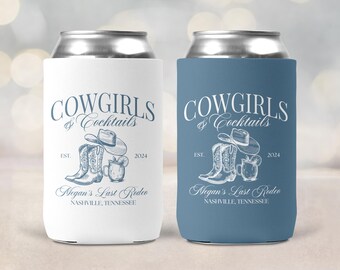 Personalized Cowgirls and Cocktails Bachelorette Can Coolers, Custom Western Bachelorette Can Sleeves, Nashville Country Bachelorette Cozies