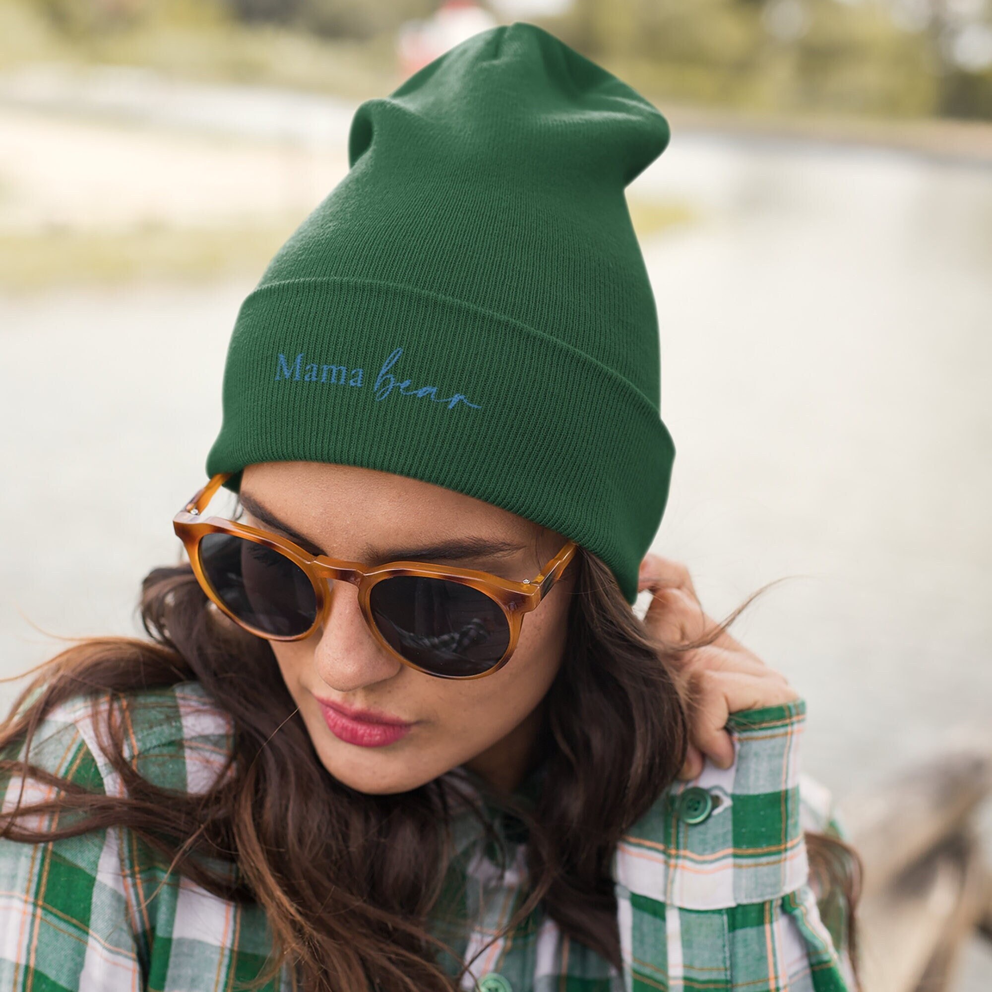 Mama Bear Embroidered Beanie Winter 