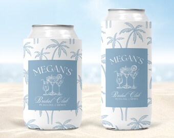 Personalized Bachelorette Beach Koozies, Custom Coastal Bachelorette Beer Can Sleeves, Beach Vacation Bachelorette Party Can Coolers