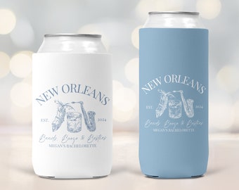 Custom New Orleans Bachelorette Party Koozies, Mardi Gras Bachelorette Can Coolers, NOLA Bachelorette Party, NOLA Girl's Trip Can Huggers