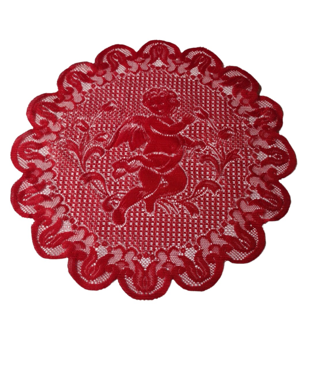 Home Decor Beautiful Red Lace Doily With Cherub Angel Design. Etsy