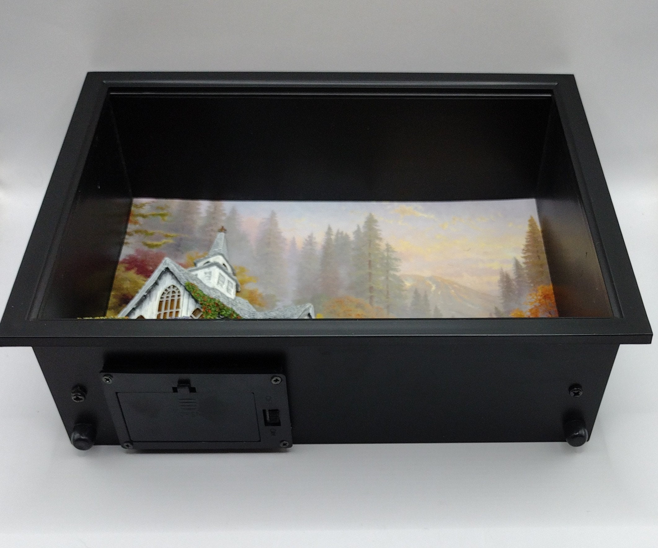 Thomas Kinkade Forest Chapel Lighted 3-D Shadow Box. Vintage ...