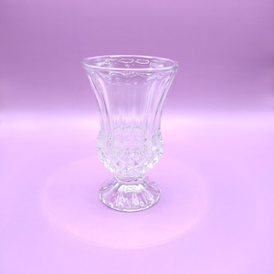 Collectible Glass Diamond Cut Vintage Crystal Footed Bud Vase. Preowned.