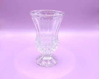 Collectible Glass Diamond Cut Vintage Crystal Footed Bud Vase. Preowned.