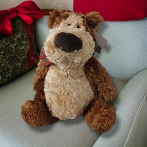 Christmas Teddy Bear by Gund Stuffed Animals. Vintage Stuffed Bear. Like New with Tag.