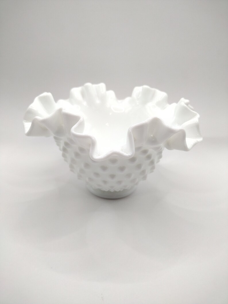 Vintage Fenton White Milk Glass Hobnail Candy Dish Trinket Etsy