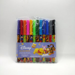 Walt Disney Classic Winnie Pooh Piglet Tigger Set of 12 Fine Line Markers. New.