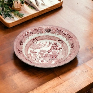 Farmhouse Decor Wessex Red Willow Serving Bowl Fruit Bowl. Vintage. Made In England. NEVER USED.