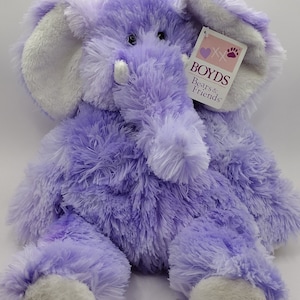 Vintage Collectible Boyds Bear Cuddle Fluff Lavendar Elephant. Like NEW. Tag Has No Name for Elephant.