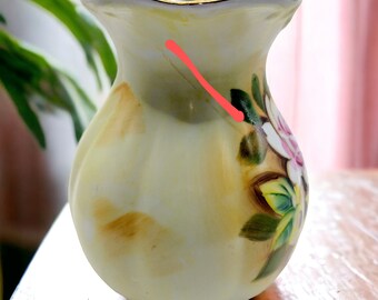 Hand Painted Pitcher and Bowl With Yellow Red Pink Roses. Made in