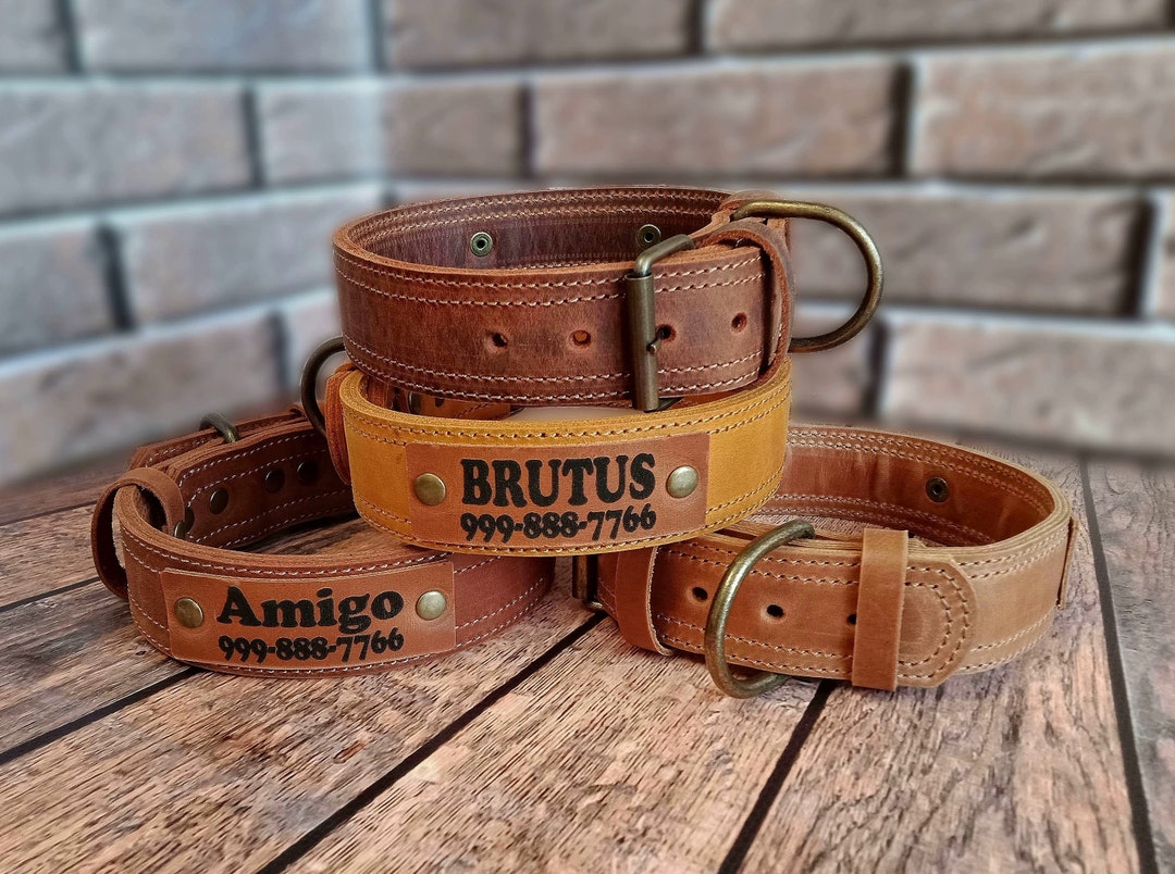 Engraved Leather Dog Collar, Personalized Dog Collar, Personalized ...