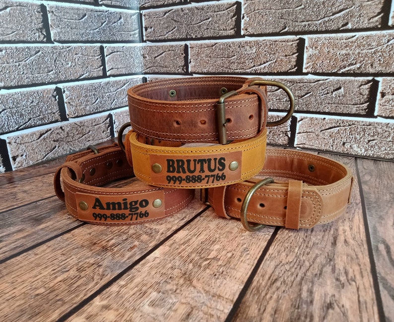 Personalized Thick Leather Dog Collar Thick Dog Collar Etsy
