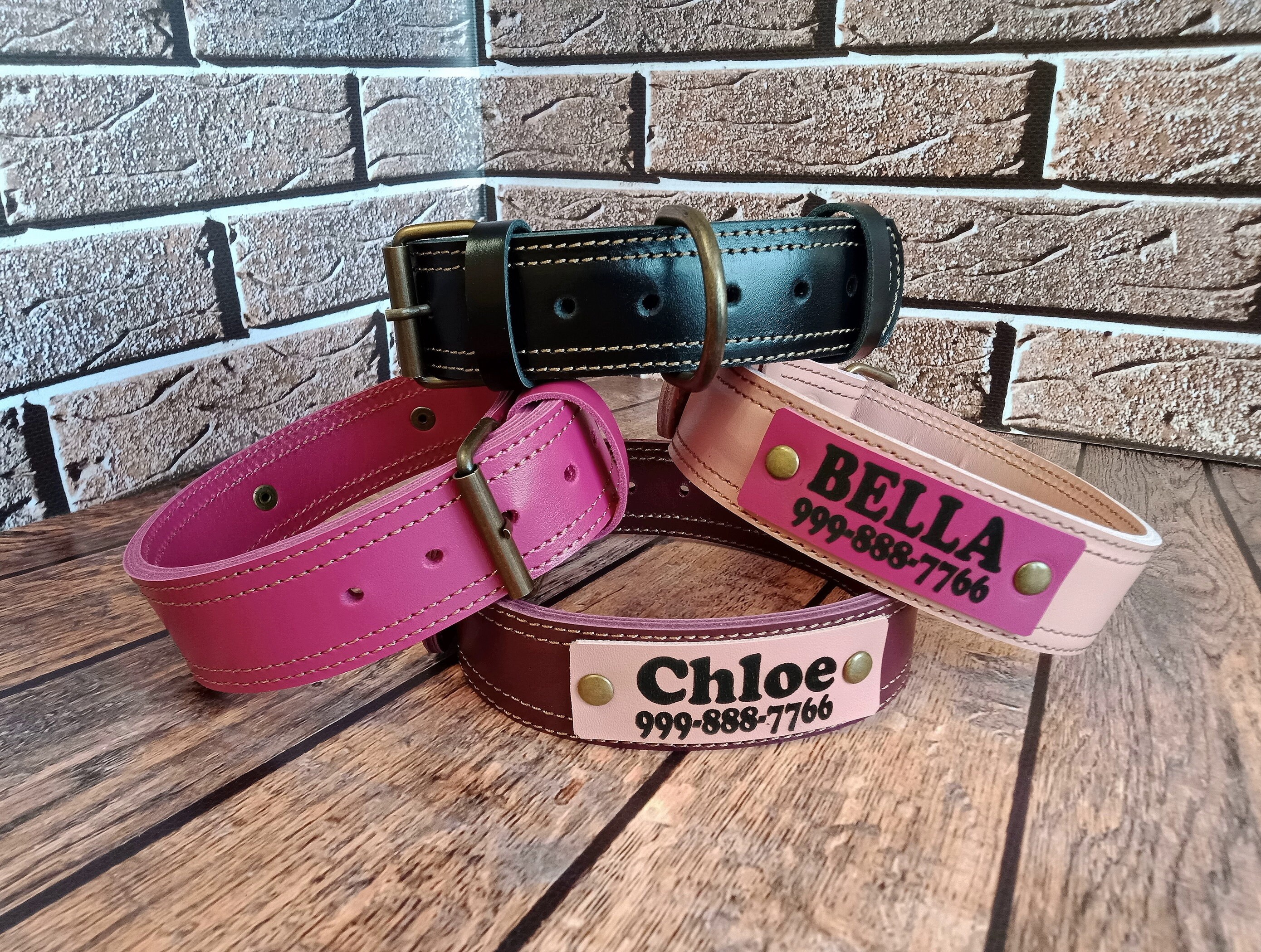 Personalized Thick Leather Dog Collar Thick Dog Collar Etsy Canada