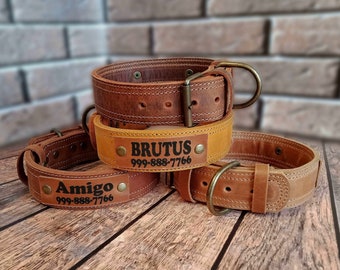 Personalized Thick Leather Dog Collar, Thick dog collar, Personalized thick dog collar, Real solid dog collar, Sturdy leather dog collar