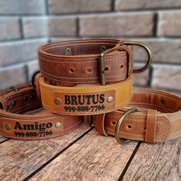 Personalized Thick Leather Dog Collar, Thick dog collar, Personalized thick dog collar, Real solid dog collar, Sturdy leather dog collar
