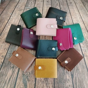 Minimalist leather wallet, Full grain leather wallet, Leather women's card wallet, Custom leather wallet, Women's small leather wallet