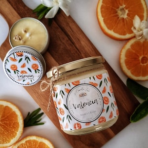 Valencia handmade candle. Orange and orange blossom