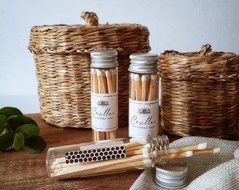 6.5cm long white tipped matches. Candle accessories. Matches jar. elegant matches