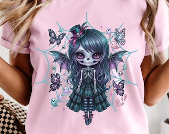 Creepy Cute Pastel Goth Fairy T-shirt | Chibi bat girl Graphic