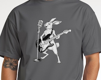 Rocking Rabbit Guitar Tee | Band Bunny Illustration