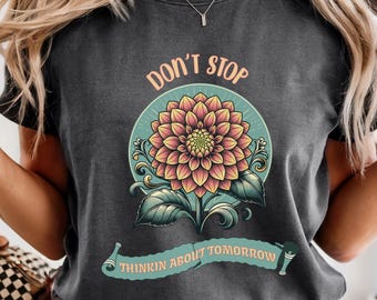 Don't Stop Fleetwood Mac Song Lyrics Flower Illustration T-Shirt | Retro  Classic Rock Shirt