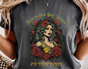 Gold DustWoman Fleetwood Mac Song lyrics T-Shirt | Gothic Tattoo-core Illustration