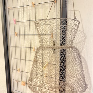 Jaula plegable de malla metálica vintage para peces y pececillos