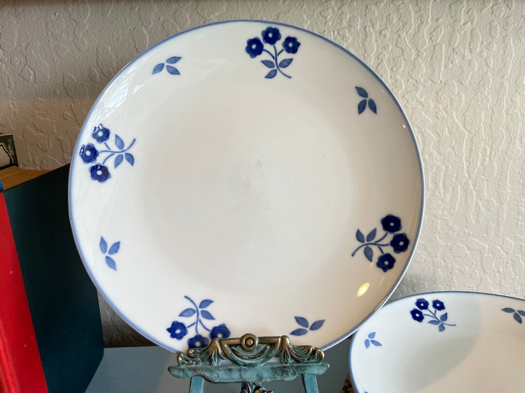 Vintage Folkcraft by LDC Blue Floral Coupe Dinner Plates Set Etsy