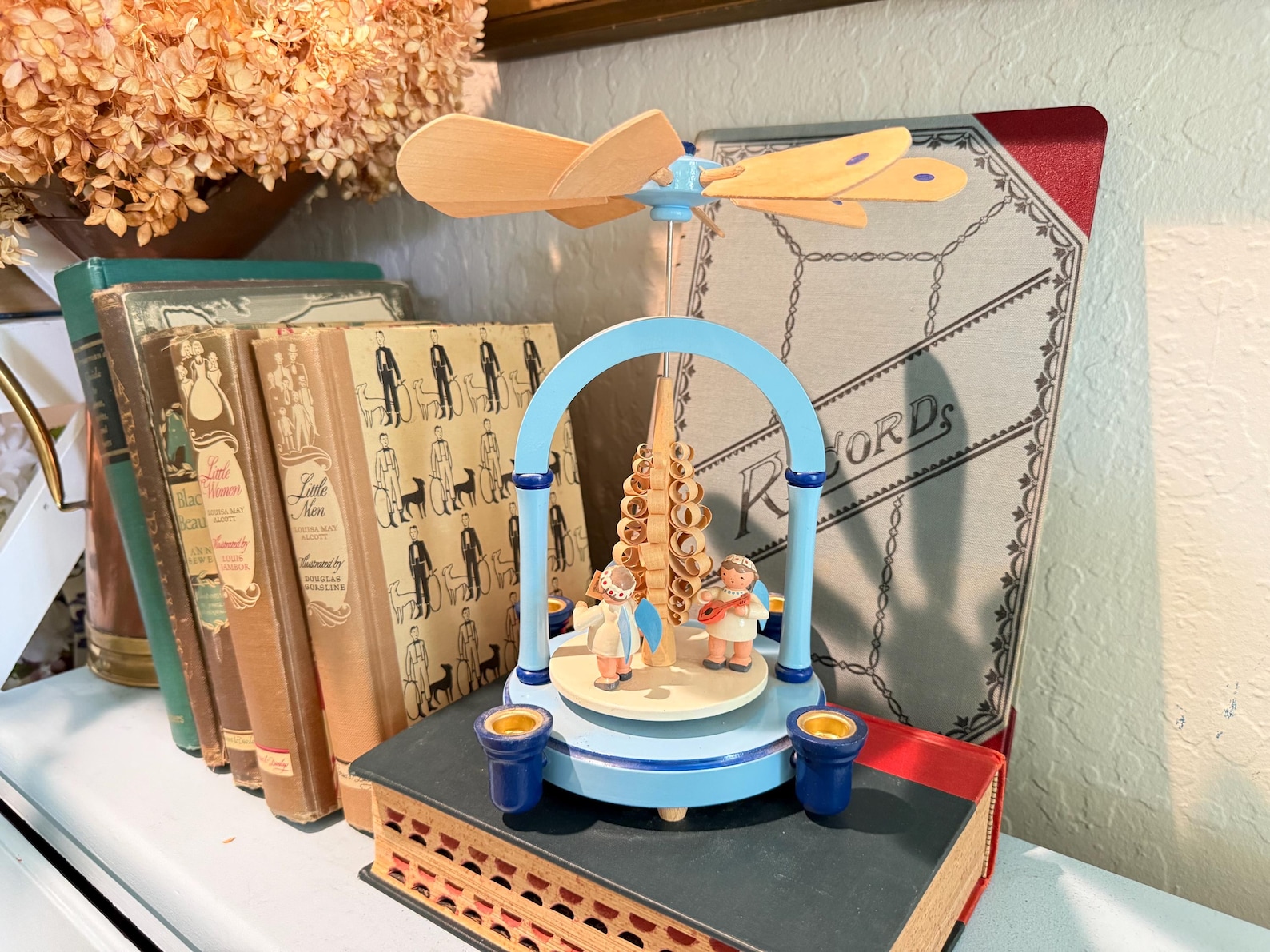 Vintage German Erzebirge Christmas Pyramid Wood Rotating Candle Windmill