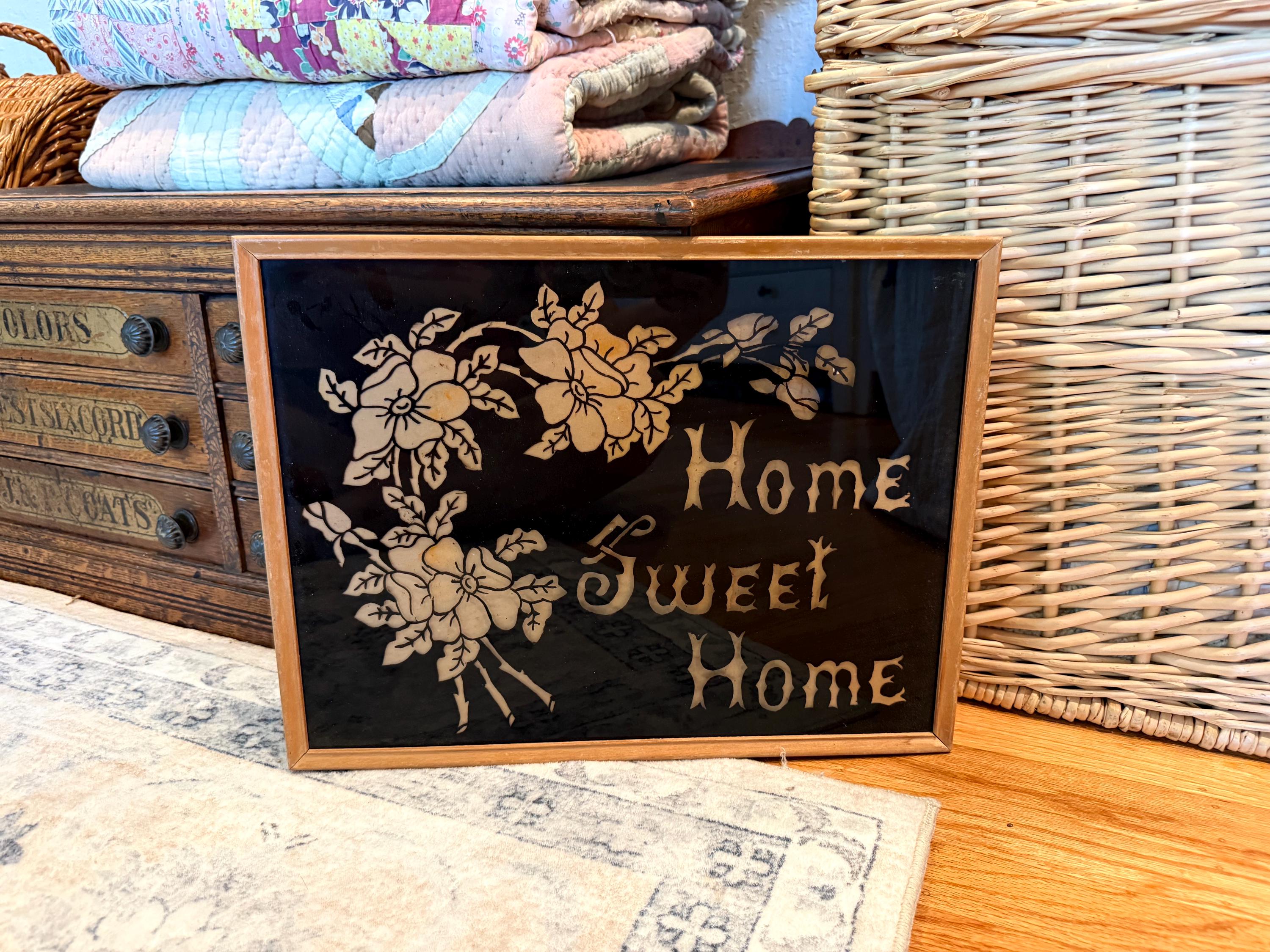 Antique Reverse Painted Glass Sign - Etsy